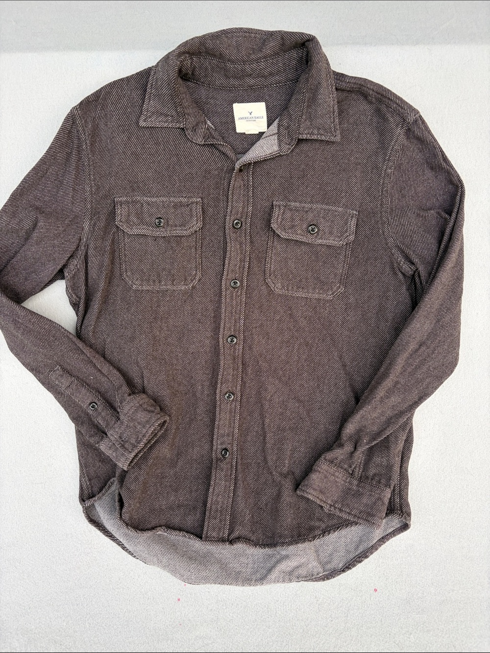 American Eagle Outfitters Men's Brown Button-Down Shirt